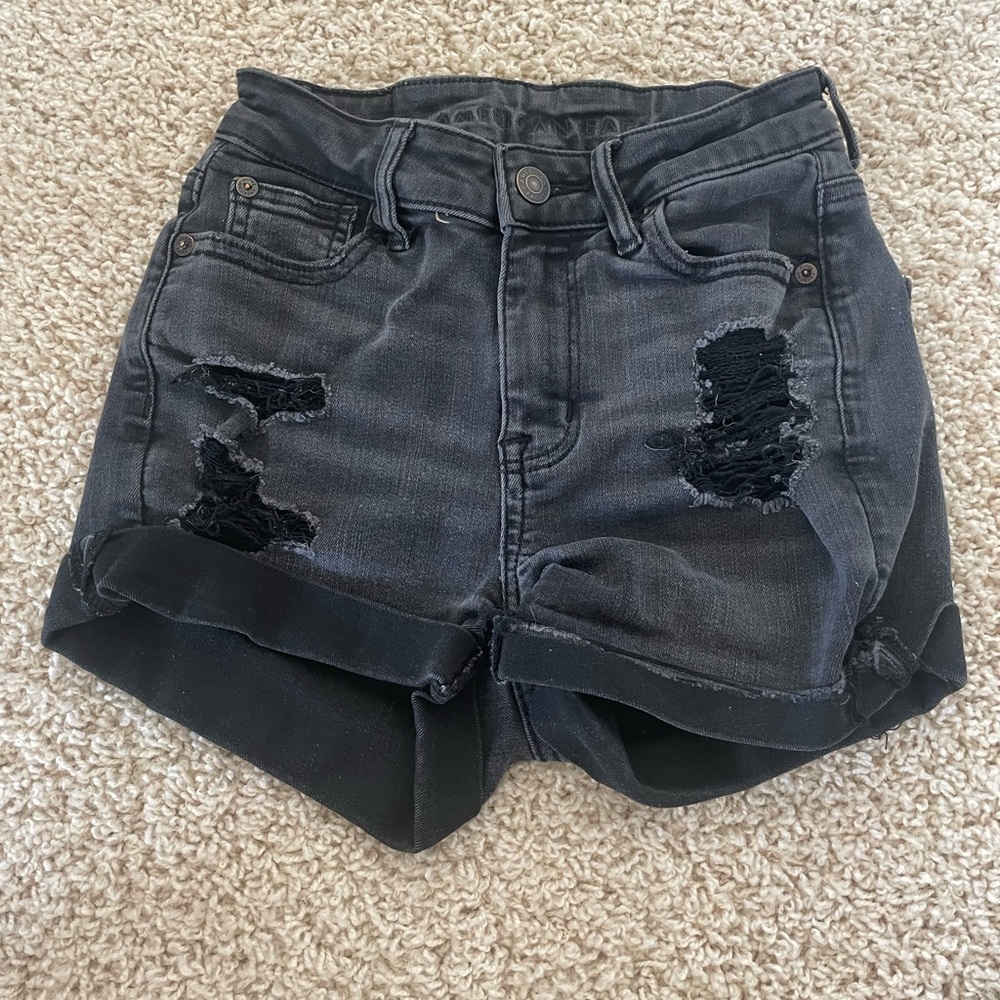 American Eagle Outfitters Black Distressed Jean Shorts